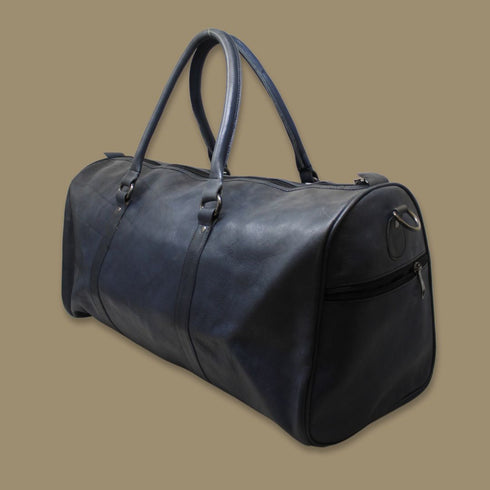 Shivansh Blue Genuine Leather Duffle Weekender Bag-Gs